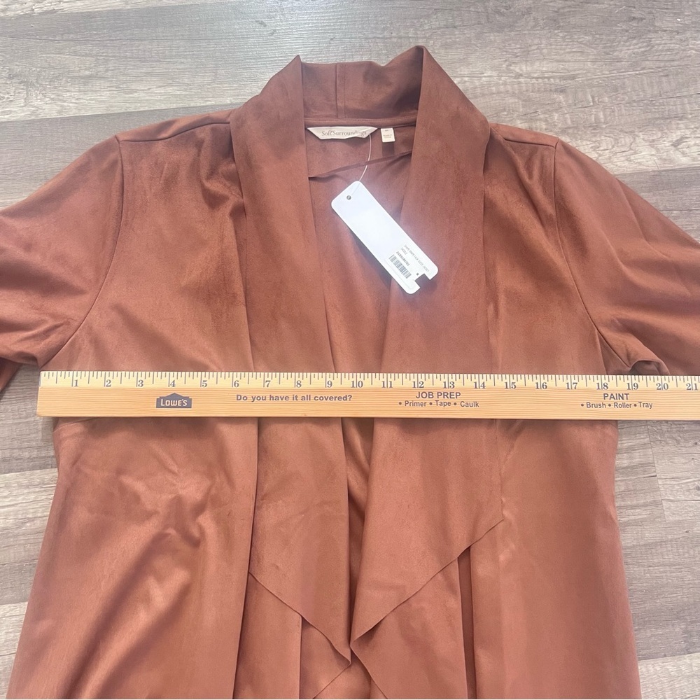 Soft Surroundings Shape Drape Faux Suede Jacket‎ Saddle Size M NWT - Picture 8 of 9